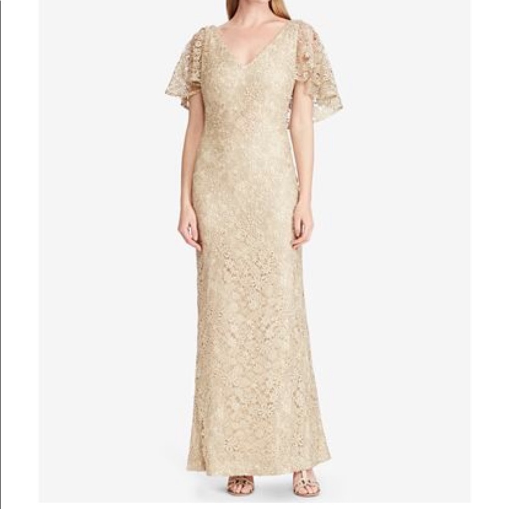 ✅Ralph Lauren Embroidered Lace Evening Gown NWT